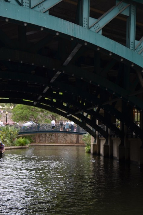 Walking under one of the many bridges