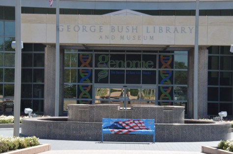 Bush Library...they were cleaning the fountain today