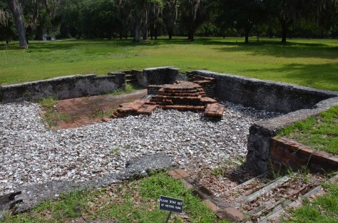 One of the house foundations that remain