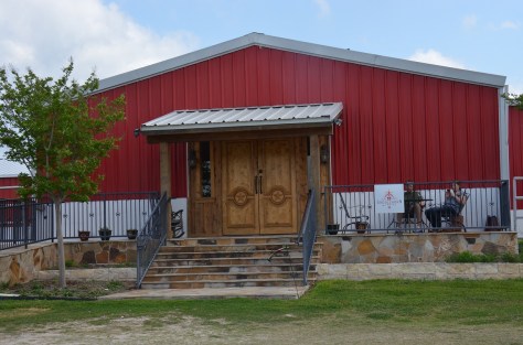 The entrance to the barn and wine tasting.